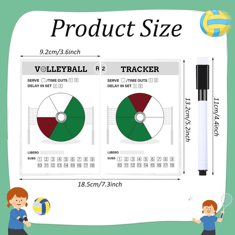 Seenelling 4 Set Volleyball Rotation Trackers Portable Volleyball Rotation Wheel Clipboard with Dry Erase Marker and Eraser Tip for Strategy Techniques Officials Referees and Coaches - Image 2